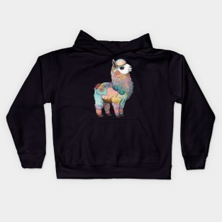 Pastel Rainbow Llama Kids Hoodie